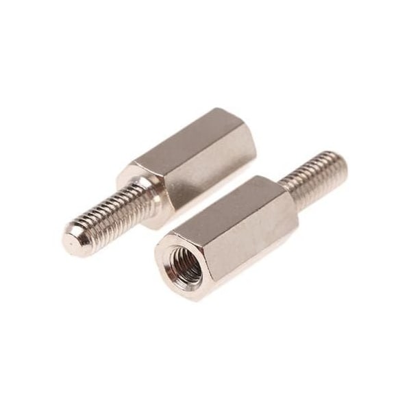 Newport Fasteners Hex Standoff, #6-32 Thrd Sz, Brass Nickel Plated, 1/4" Hex W, 500 PK 142006HMBN - main